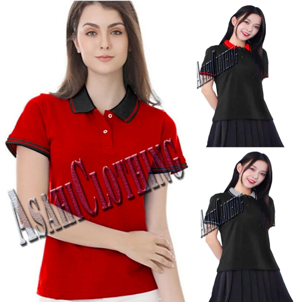 Kaos Kerah Wanita Dewasa/Kaos Wanita Kerah Kombinasi/Kaos Seragam Wanita