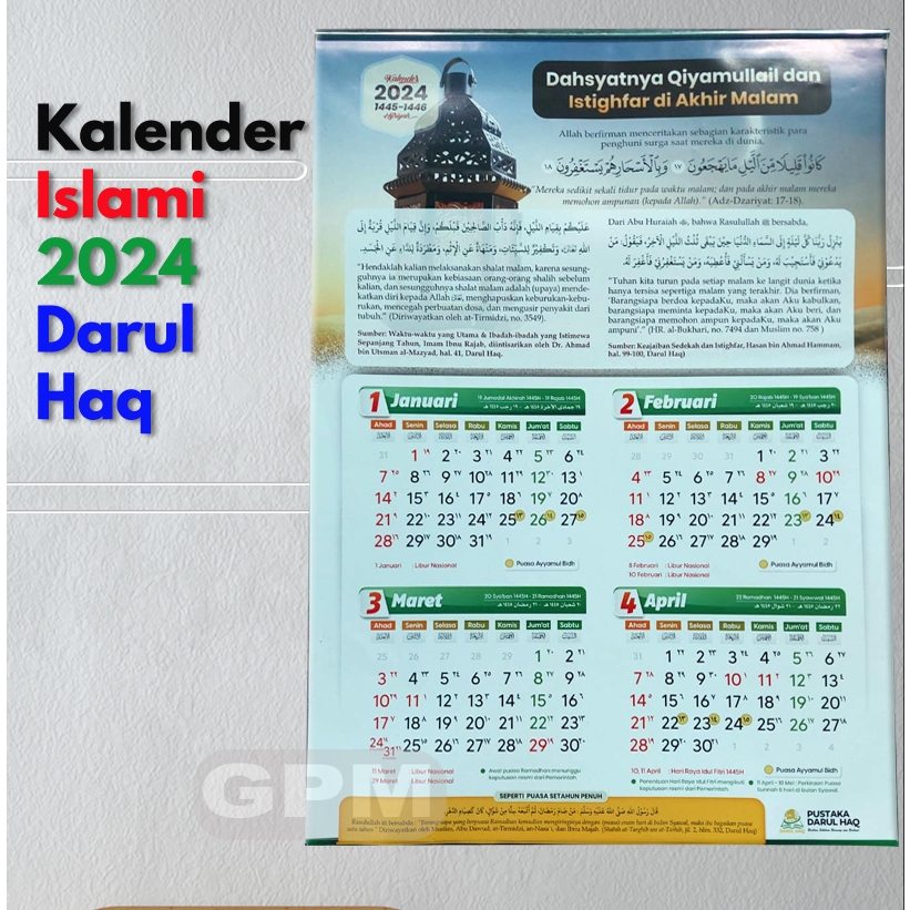 Kalender Islami Darul Haq | Catur wulan | 35x50cm | Kertas Tebal