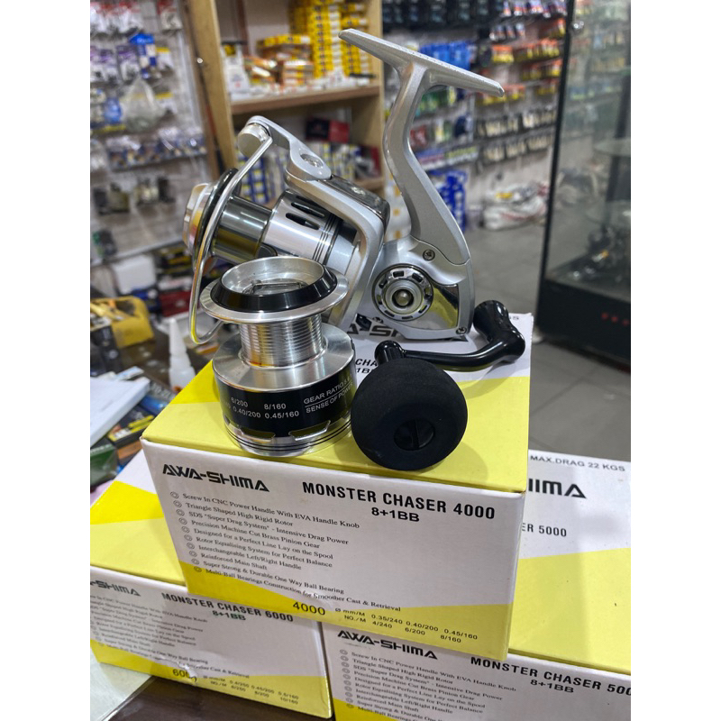 REEL AWASHIMA MONSTER CHASER 4000.5000.6000 POWER HANDEL FREE SPOOL