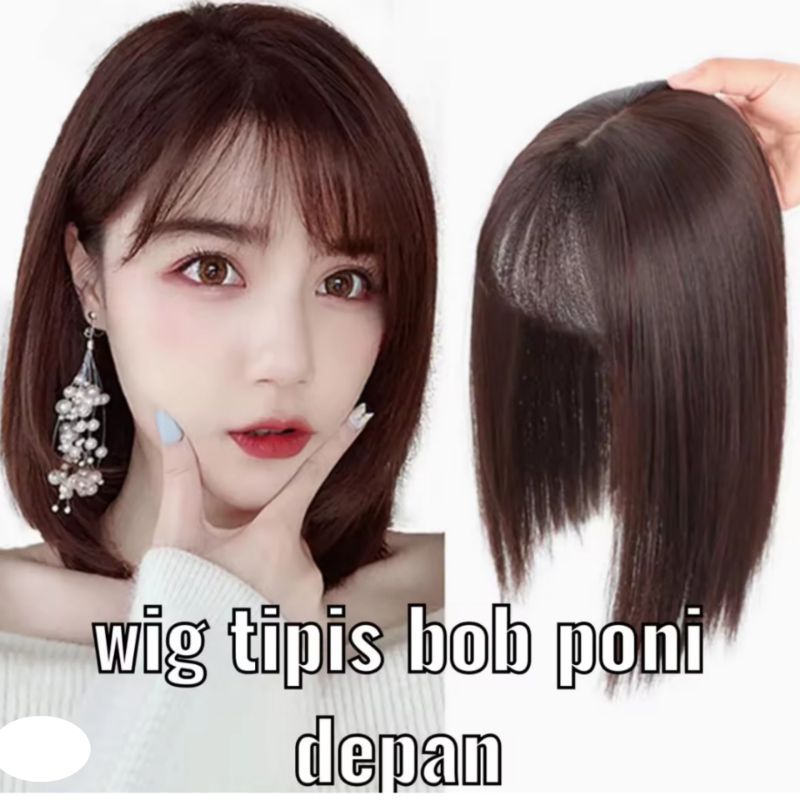Wig Tipis Wanita Toupee Wanita Korea Penebal Rambut Wanita Korea Toupee Poni Wanita Model Korea