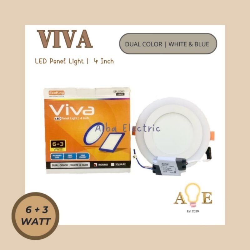 Lampu Downlight Panel LED 2 Warna Putih Biru 6Watt + 3Watt Plafon LED 2 Warna Putih Biru 6 Watt + 3 