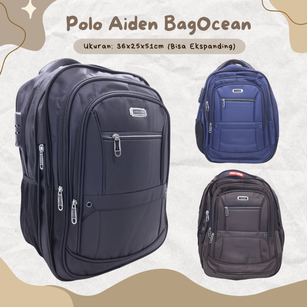 TAS POLO IMPORT 20 INCHI USB KUNCI NOMOR / RANSEL POLO AIDEN ASLI MURAH ORI SIZE 20" BARU / TAS PUNG