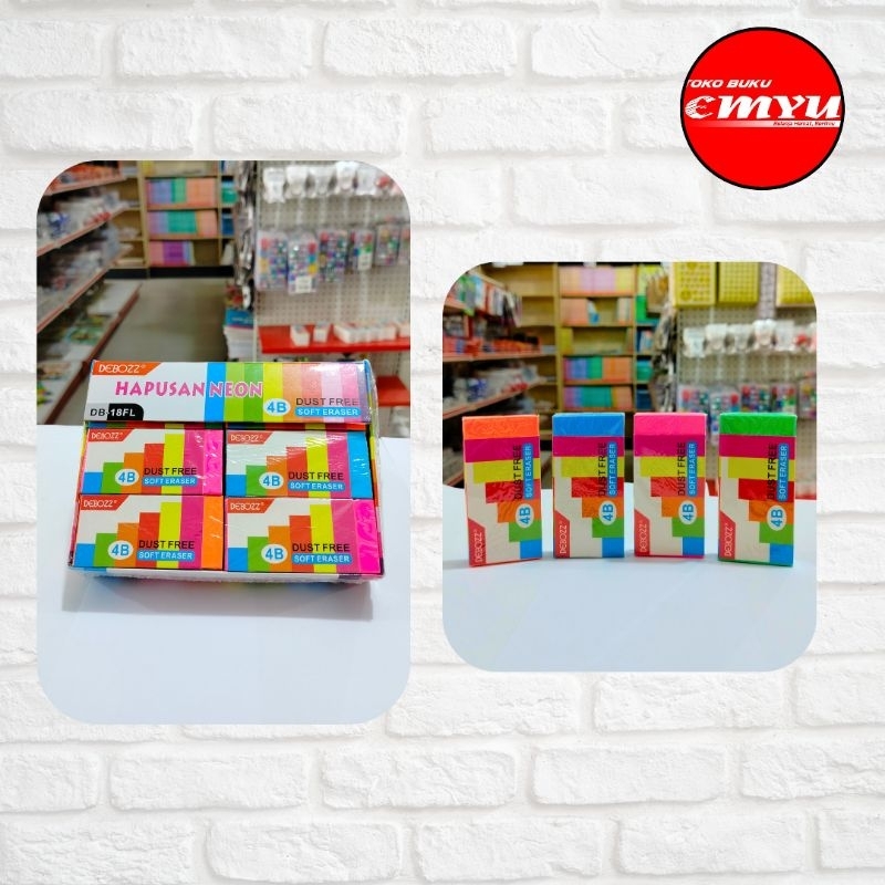 

Penghapus / Eraser Debozz Warna Neon 18 Warna Besar Isi 18pcs