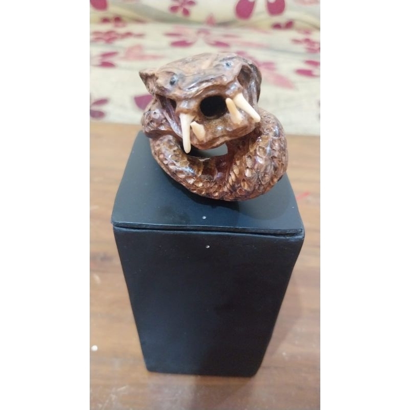 pipa r*kok (once) ukiran ular cobra full sisik, kayu gaharu padet utuh, murmer