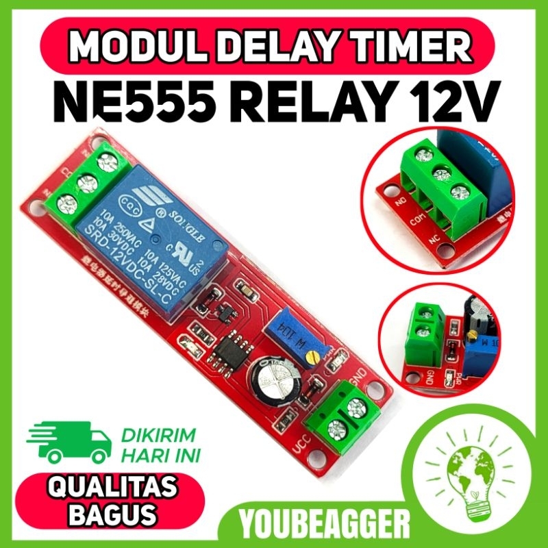 Modul Delay timer NE555 12v Switch Relay
