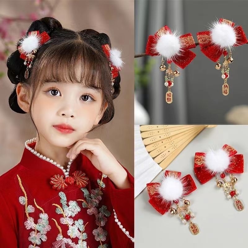 jepit rambut anak CNY import lucu/jepit rambut anak merah imlek/jepit rambut anak import