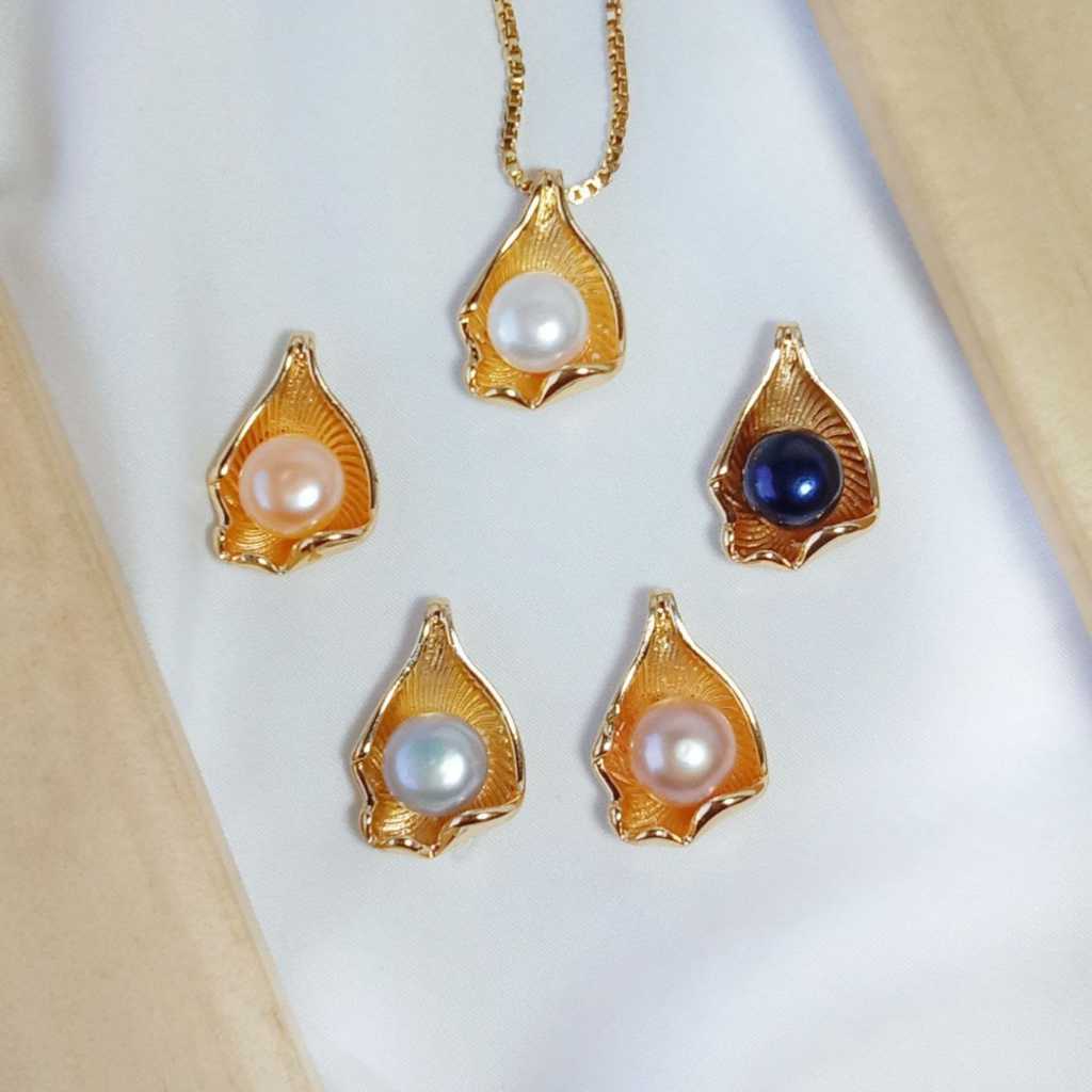 Kalung Liontin Mutiara Lombok Asli Model Kerang Kecil Free Rantai