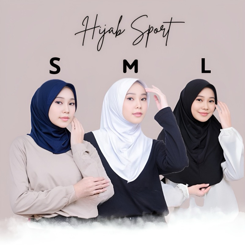 Hijab Sport Bergo Pet Ukuran S M L Jersey / Hijab Sport Size S M L Jersey Premium