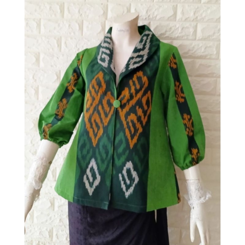 Blazer tenun wanita atasan wanita baju tenun Jepara blazer jumbo blazer batik ethnik