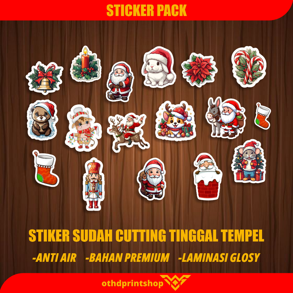 

Stiker Pack Marrycristmas Stiker Natal Stiker SantaClaus Sticker Laptop Kulkas Stiker Komputer Bahan Vinil Tahan Air Waterproof