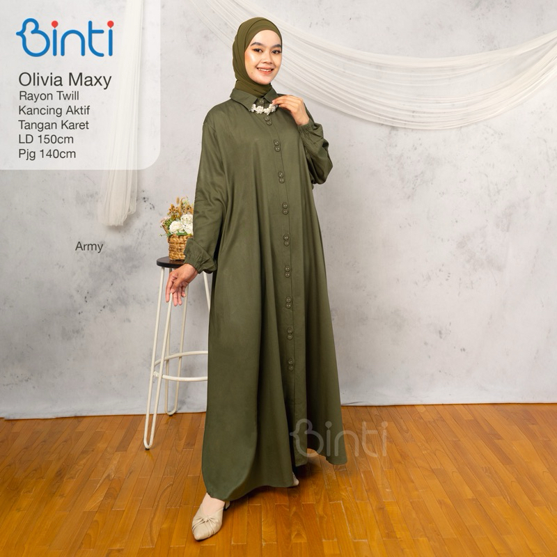 Restok Dress rayon twill super jumbo adem olivia maxy ld 150 Ori Binti