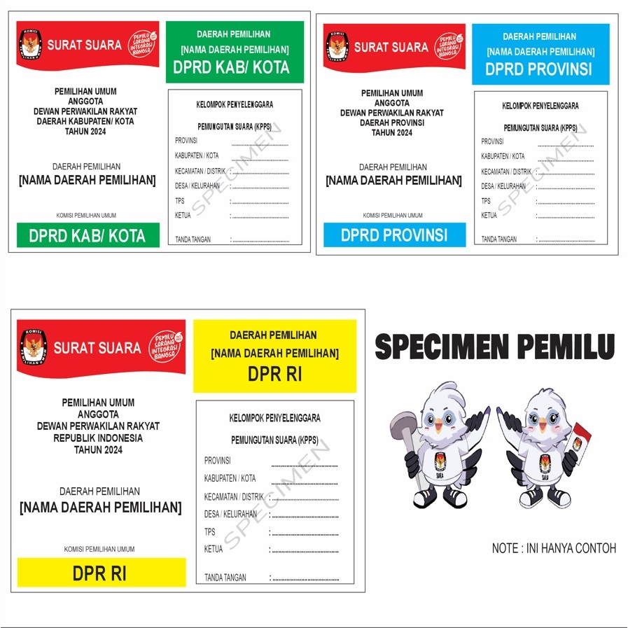 

Spesimen Surat Suara 2024 Ukuran A4