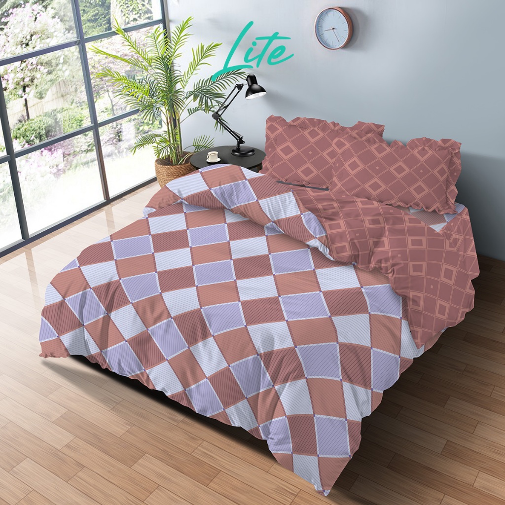 Kintakun LITE Bedcover Set Rumbai 180 x 200 King Minimalis Bunga Microfiber 39 cm - Varian