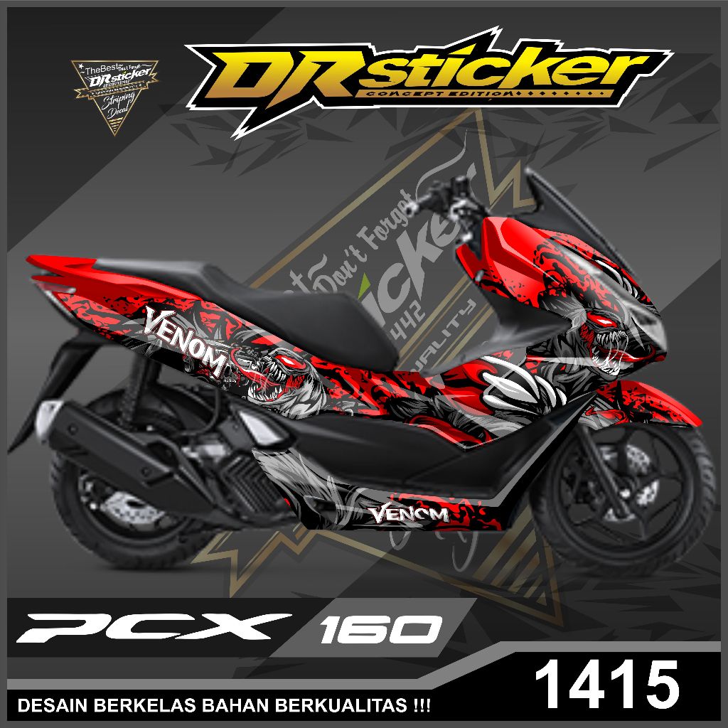 Decal Sticker - Dekal Stiker Fullbody PCX 160 Decal Motif Venom FullBody Keren Stok Selalu Ready
