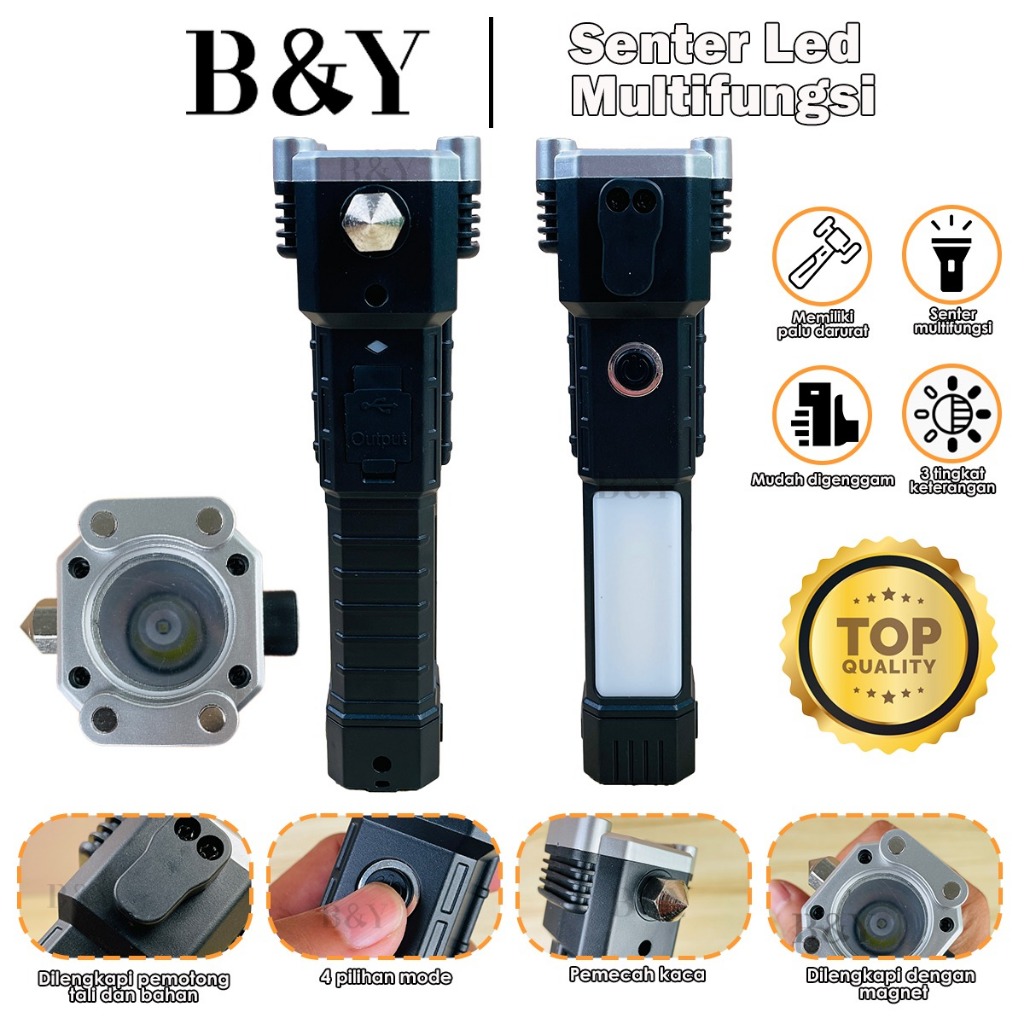 SENTER LED MULTIFUNGSI HUMMER EMERGENCY PLUS 4 MAGNET / SENTER CAS USB