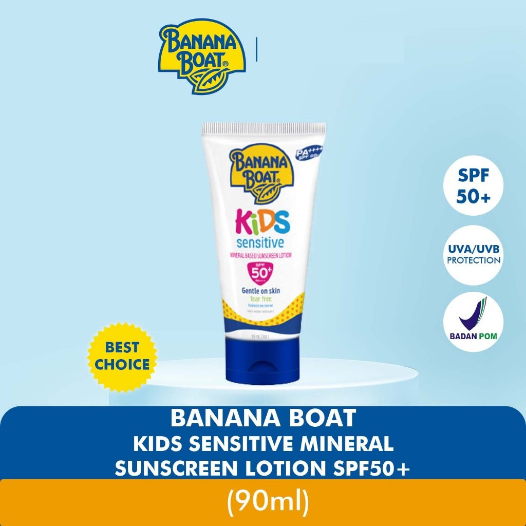 Banana Boat Kids Sensitive Sunscreen Lotion SPF50+ 90ml ( sunscreen anak )