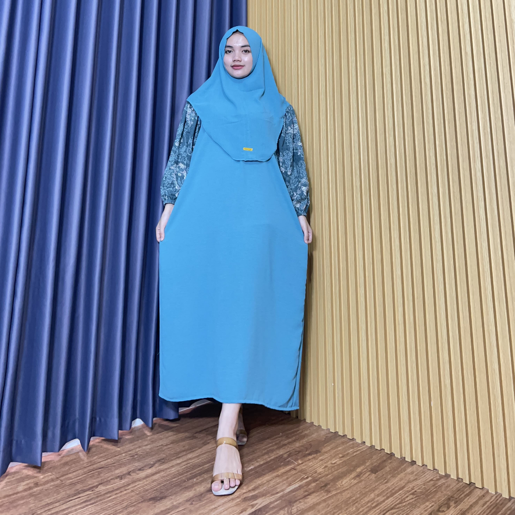 AMIRA DRESS/SET BERGO/GAMIS MOTIF KOMBINASI CRINKLE