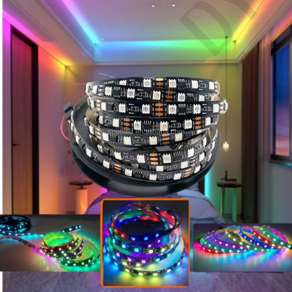 Addressable RGB SMD5050 WS2811 Original 12V 60 LEDs/Meter Black PCB+Controller Ws 281
