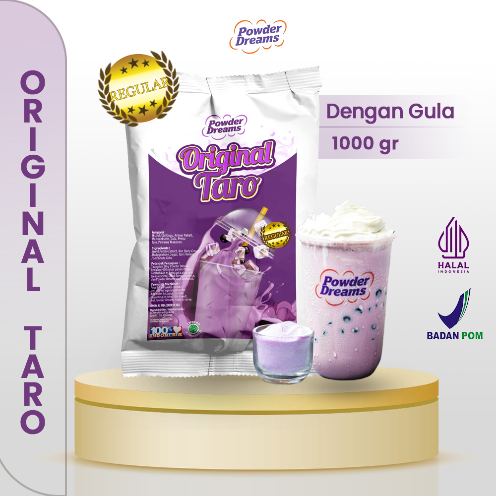 

Bubuk Minuman rasa Taro varian REGULER kemasan 1KG - Powder Dreams
