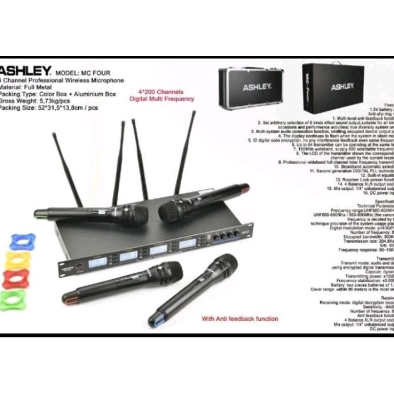 Mic Wireless Ashley MCfour 4 Mic Handle UHF Original