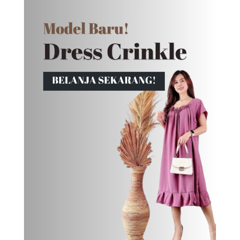 Dress Kekinian Bahan Crinkle Premium | dress crinkle premium/dres crinkle premium terbaru/dress baha