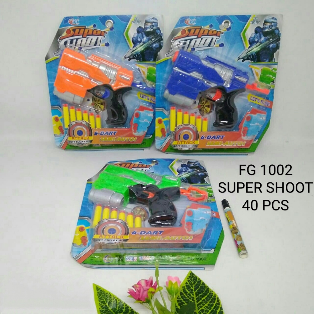 Mainan Pistol Kokang Peluru Busa Soft Bullet Gun - Tembakan Super Shoot FG 1002