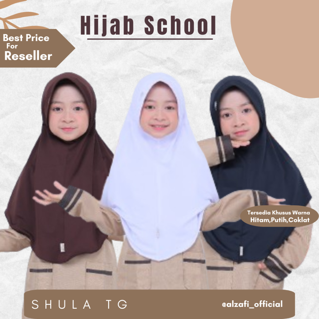 Alzafi Hijab - Shula Tanggung (Hijab Sekolah Khusus Warna)