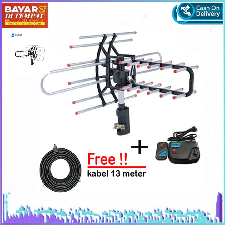 Boster Antena TV Remot Sanex indor outdor digital LED booster tv tabung free kabel + boster remot 1 