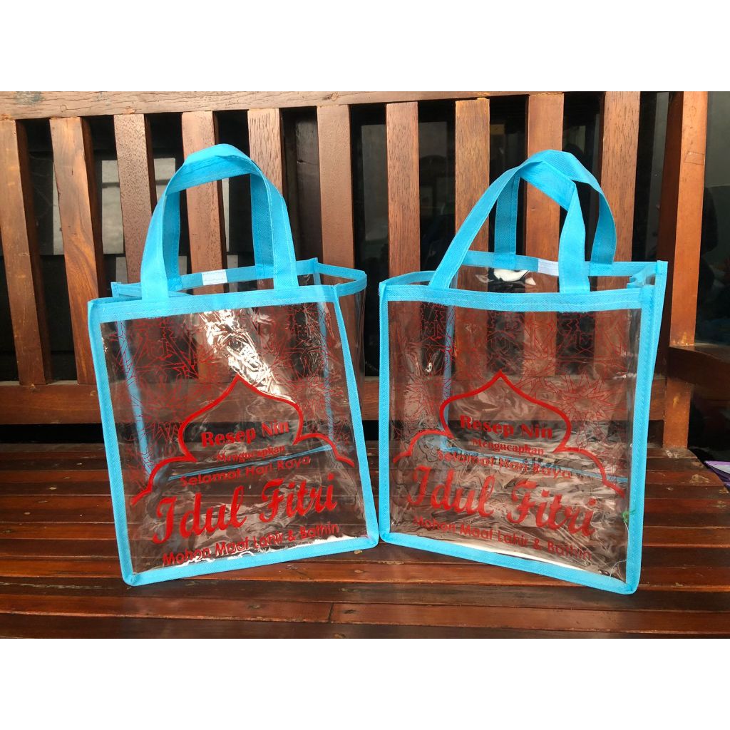 TAS LEBARAN MIKA TEBAL DENGAN SABLON NAMA USAHA