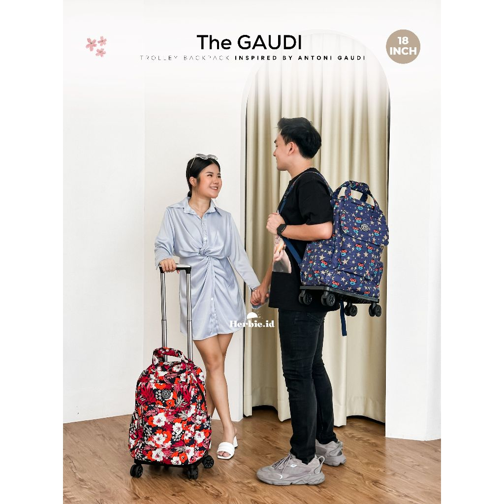 [TERBARU 2023] TAS RANSEL TROLI THE GAUDI FASHION KOREA BARLEY BAHAN PARASUT ANTI AIR RODA 4 TROLLEY