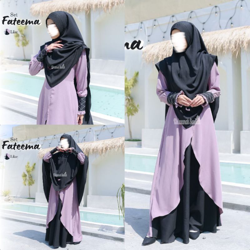 Gamis Set Fateema By Khizaanah Sunnah | Gamis Pesta Kondangan Syar'i Free Cadar | Gerai Habani