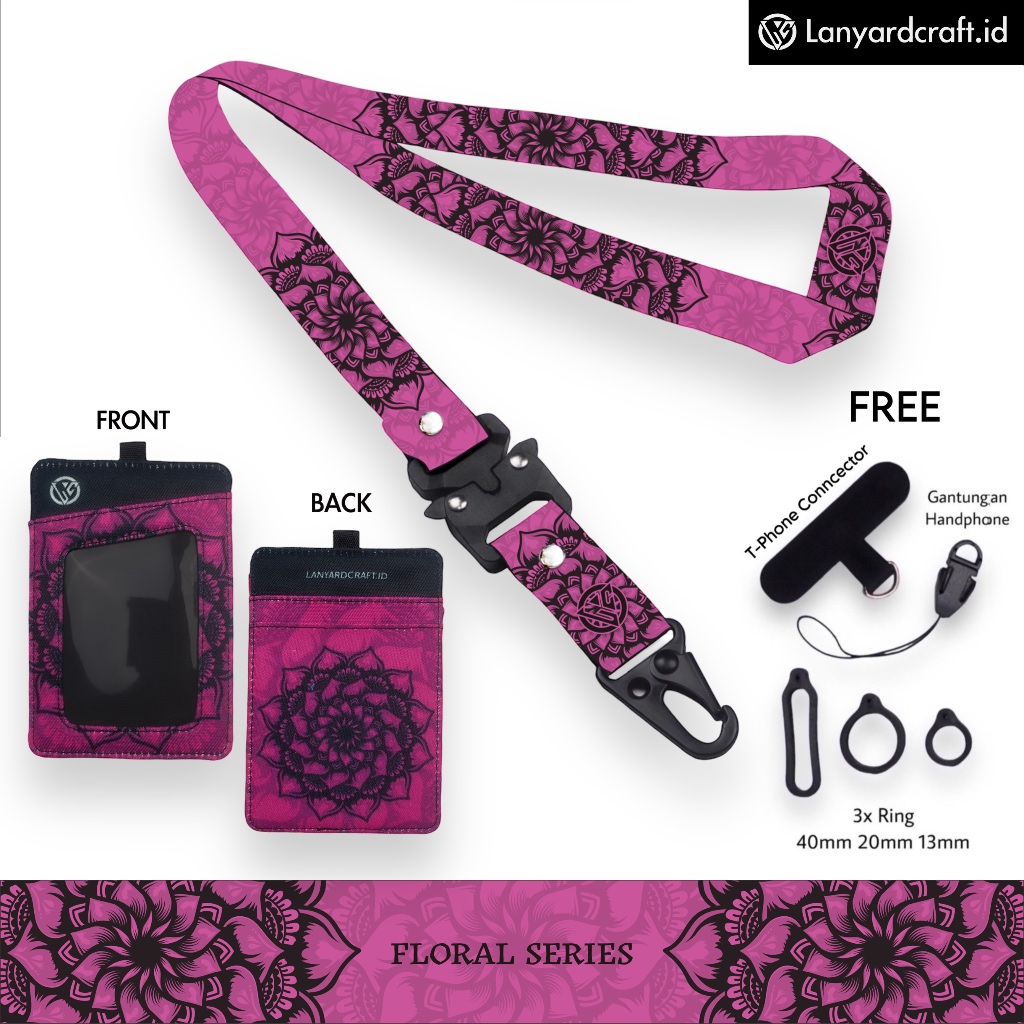 

LC.ID Lanyard Craft Floral V1 Gantungan Tali Holder Card Printing - Floral Series