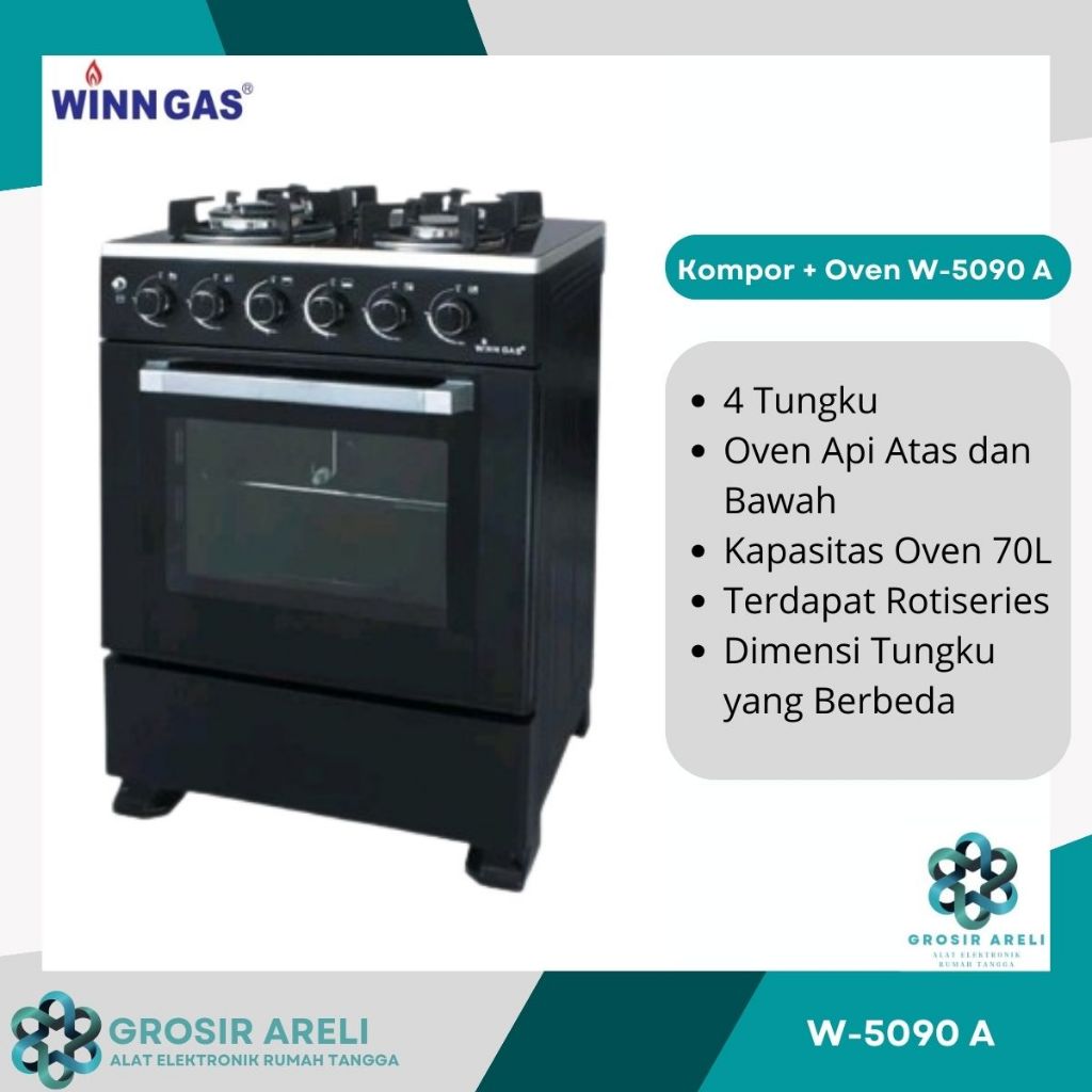 Kompor + Oven WINN GAS 4 Tungku Freestanding W5090 A