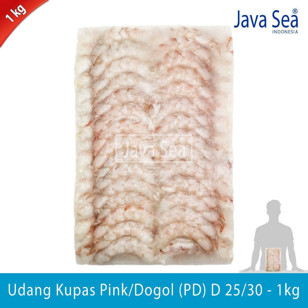 

Udang Laut Pink Kupas Bersih PD D 25/30 pack 1kg Java Sea