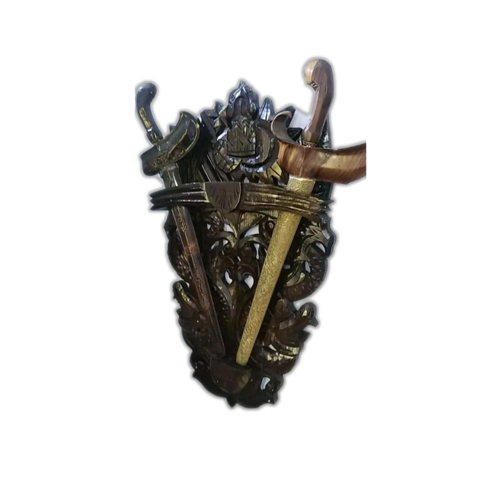 Blawong kris ukir naga merak / Lubang tiga isi 3 tempat / dinding pajangan tempel alusan