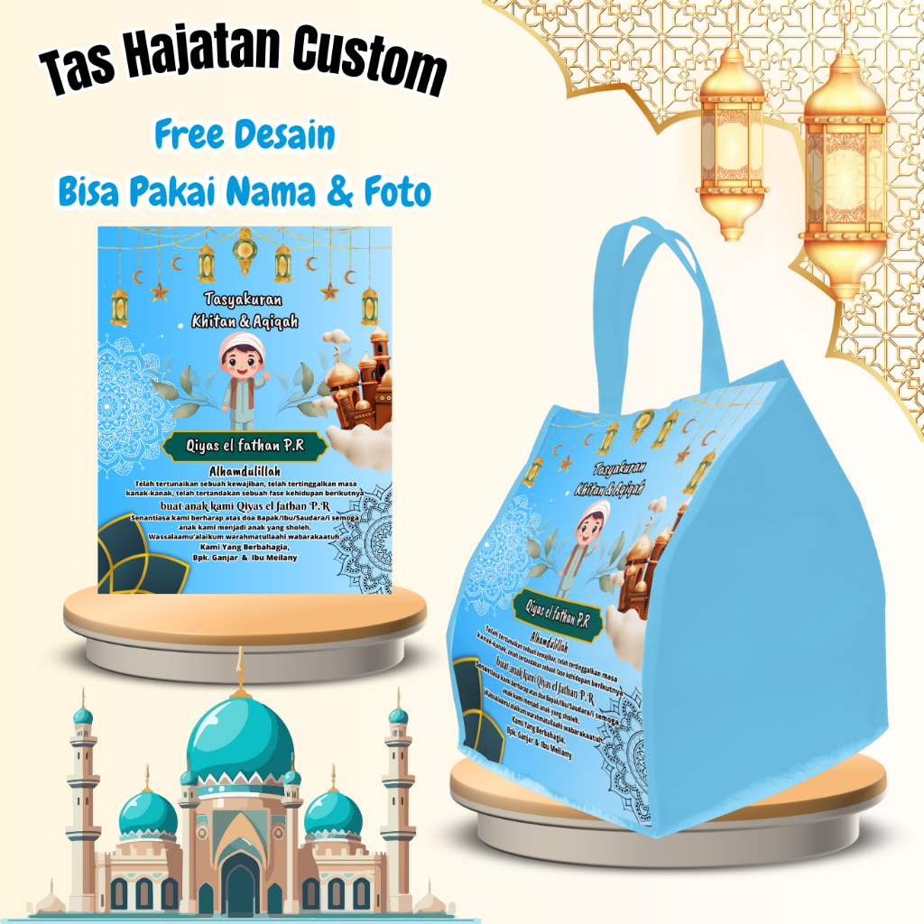 

20 Pcs Tas Tasyakuran Khitanan Aqiqah Mengenang Wafat Custom Desain Muat Box Hajatan