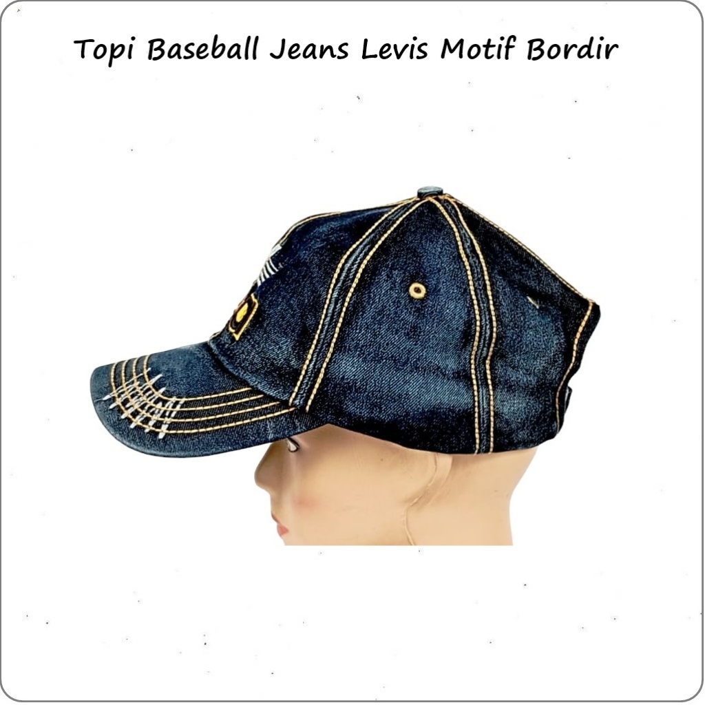 Topi Dewasa Baseball Topi Bisbol Topi Biker Jeans Denim Bordir