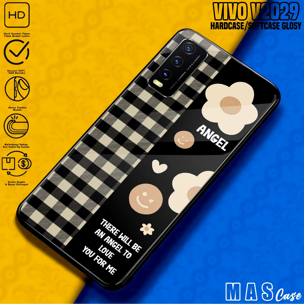 Case VIVO V2029 - Casing Hp VIVO V2029 ( BUNGA ) Silikon Hp VIVO V2029 - Softcase Glass Kaca - Kondo