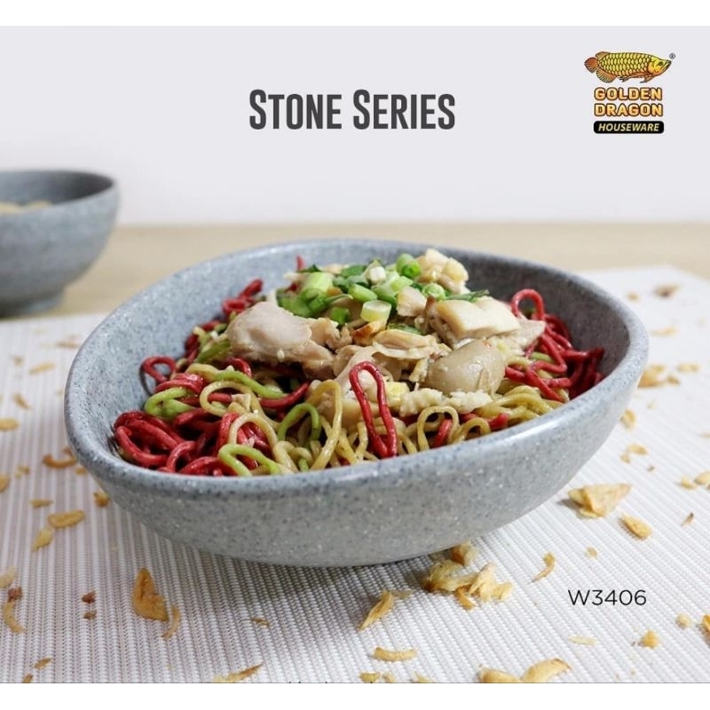 Mangkok Tembikar Oval 6 & 9 Inch - Golden Dragon Melamin (W3406A) (W3409A)