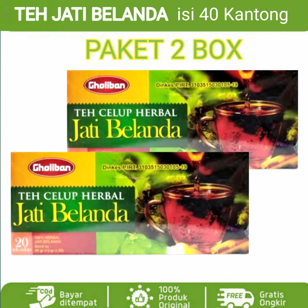 

[ PAKET 2 BOX ] Teh Celup Daun Jati Belanda Gholiban