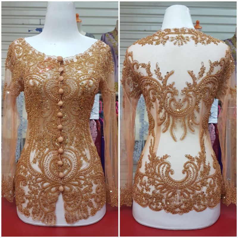 Realpict atasan kebaya kerah sunda silver lengan panjang//kebaya payet jumbo//kebaya payet