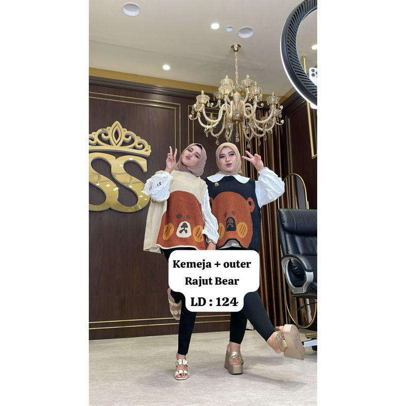 Kemeja Plis Outer Rajut Bear Shellasaukia Original