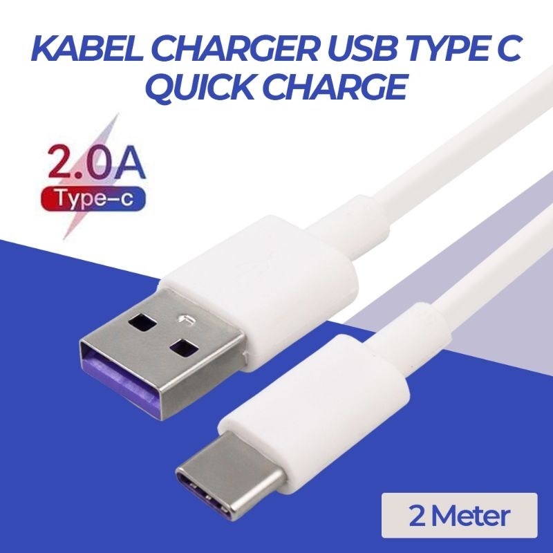 Kabel Data Fast Charging USB Type C Panjang 2meter