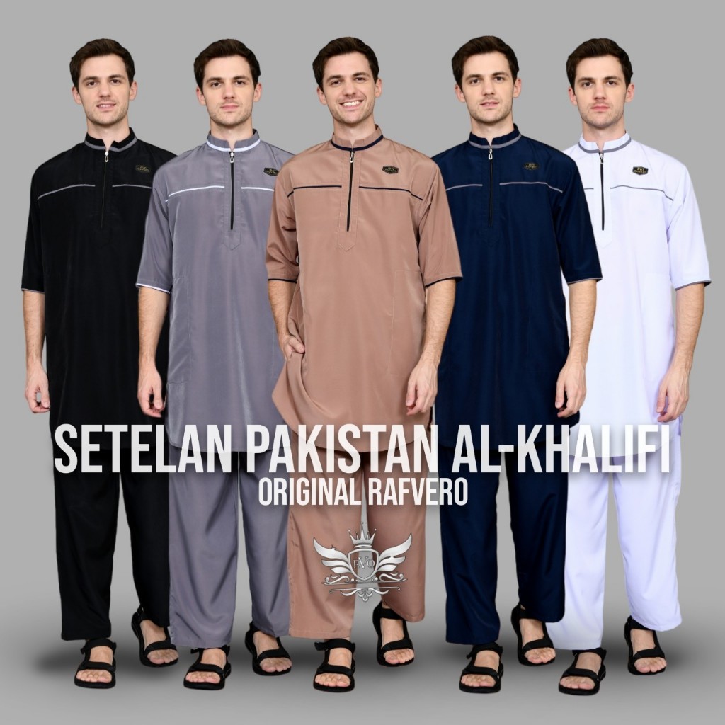 Setelan Baju Koko Pria Al Khalifi ORIGINAL RAFVERO - Setelan Baju Muslim Pria Lengan Pendek - Baju K