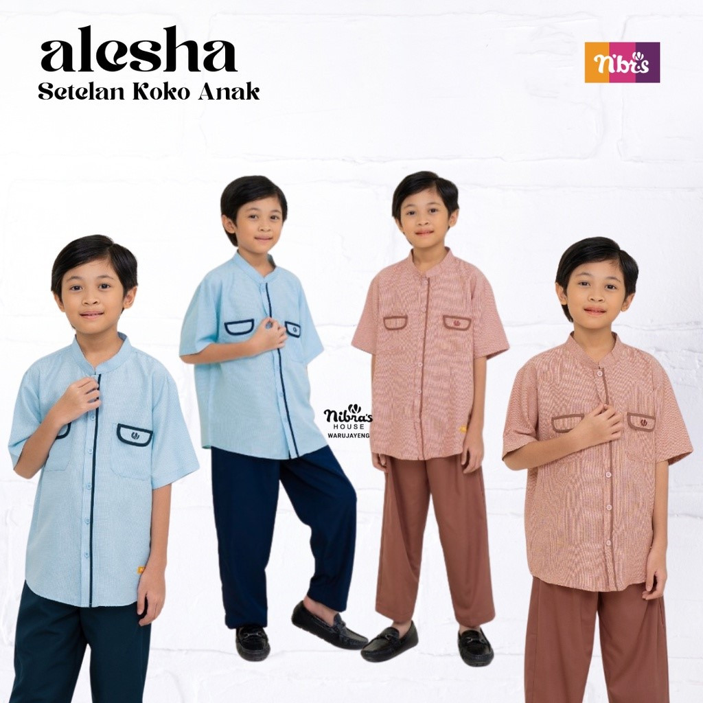 Alesha Setelan Koko Anak Nibras Lengan Pendek Rayon Katun
