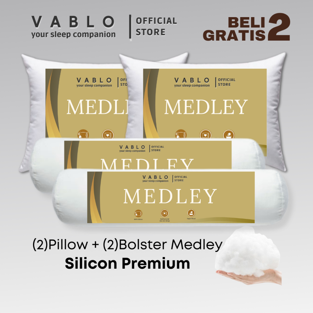 Promo 2 Bantal Gratis 2 Guling Premium Silicone Hotel Grade - Medley Vablo Silicone Buy 2 get 2 - Be