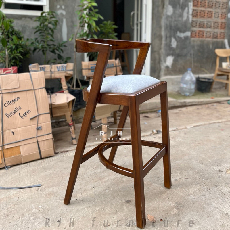 Kursi bar minimalis kayu jati, kursi cafe jati, dining chair, coffe bar minimalis, meja bar