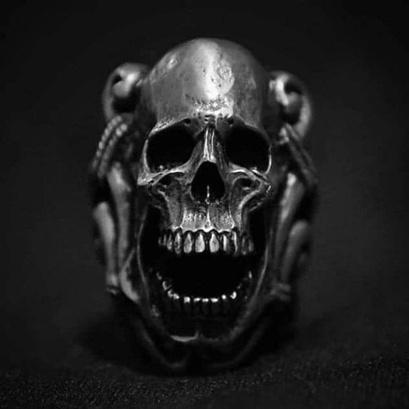 tribal skull ring , ring skull , skull ring , cincin , aksesories , cincin tengkorak , pewter