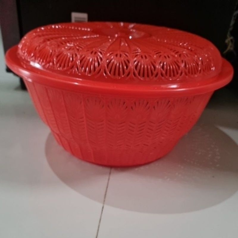 WAKUL NASI JUMBO DENGAN TUTUP PLASTIK DIAMETER 33CM KERANJANG NASI