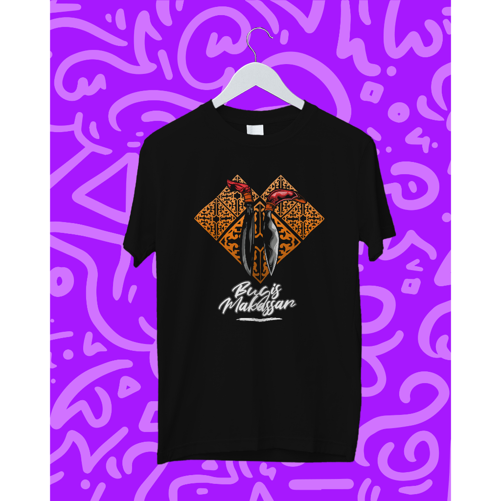 Kaos kalomang wear Khas Makassar Badik In Love hitam